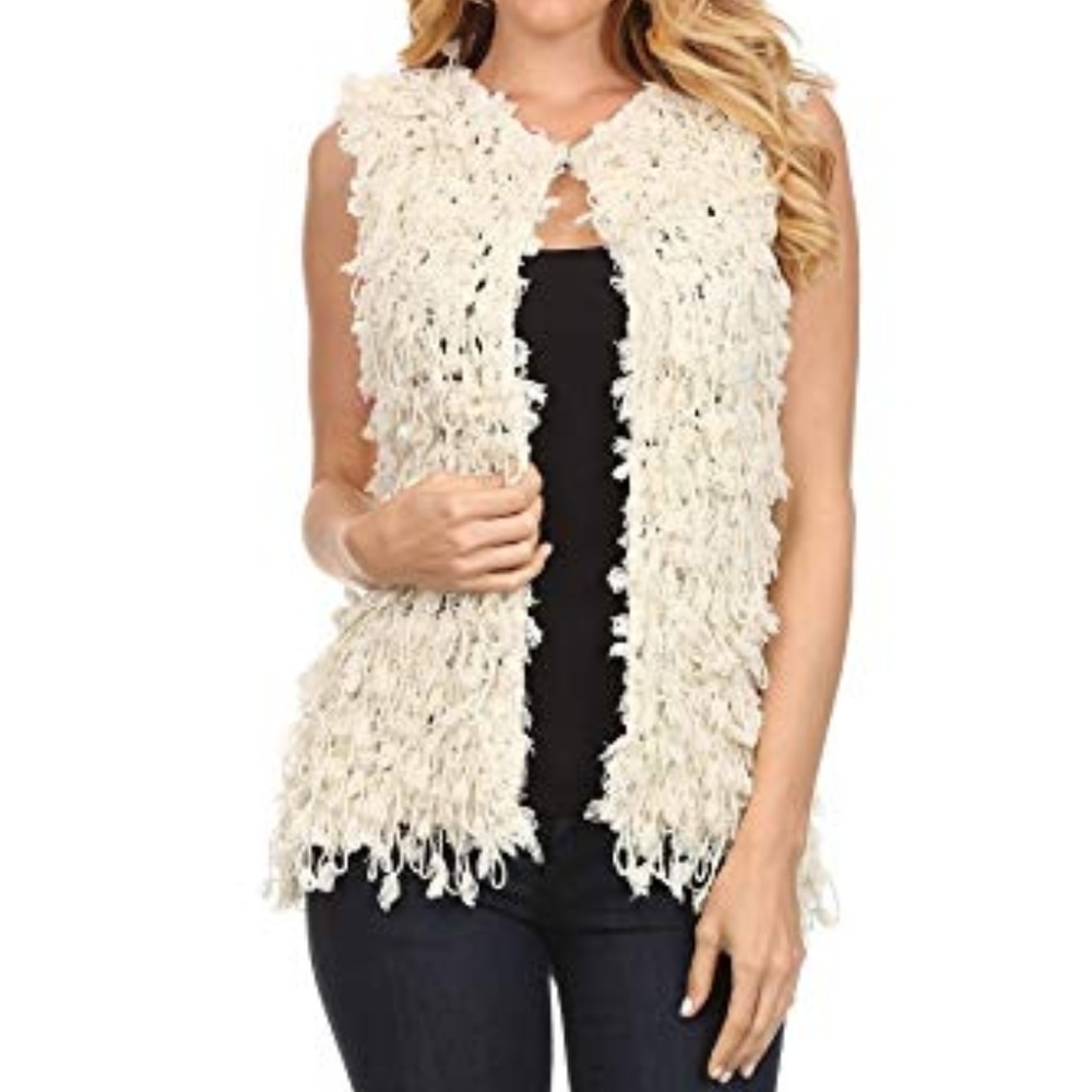 Open Trench Sleeveless Ivory Cardigan